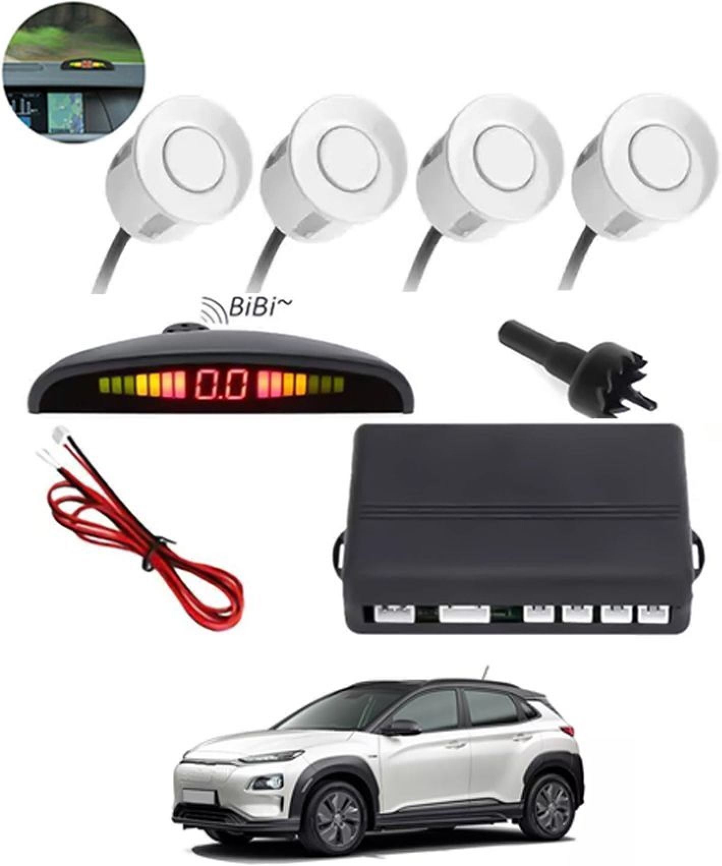 aarsh creation Universal 4 White Reverse Parking Sensor-AF25B284 P_Universal 4 White Reverse Parking Sensor-AF25B284 Parking Sensor-picture-36