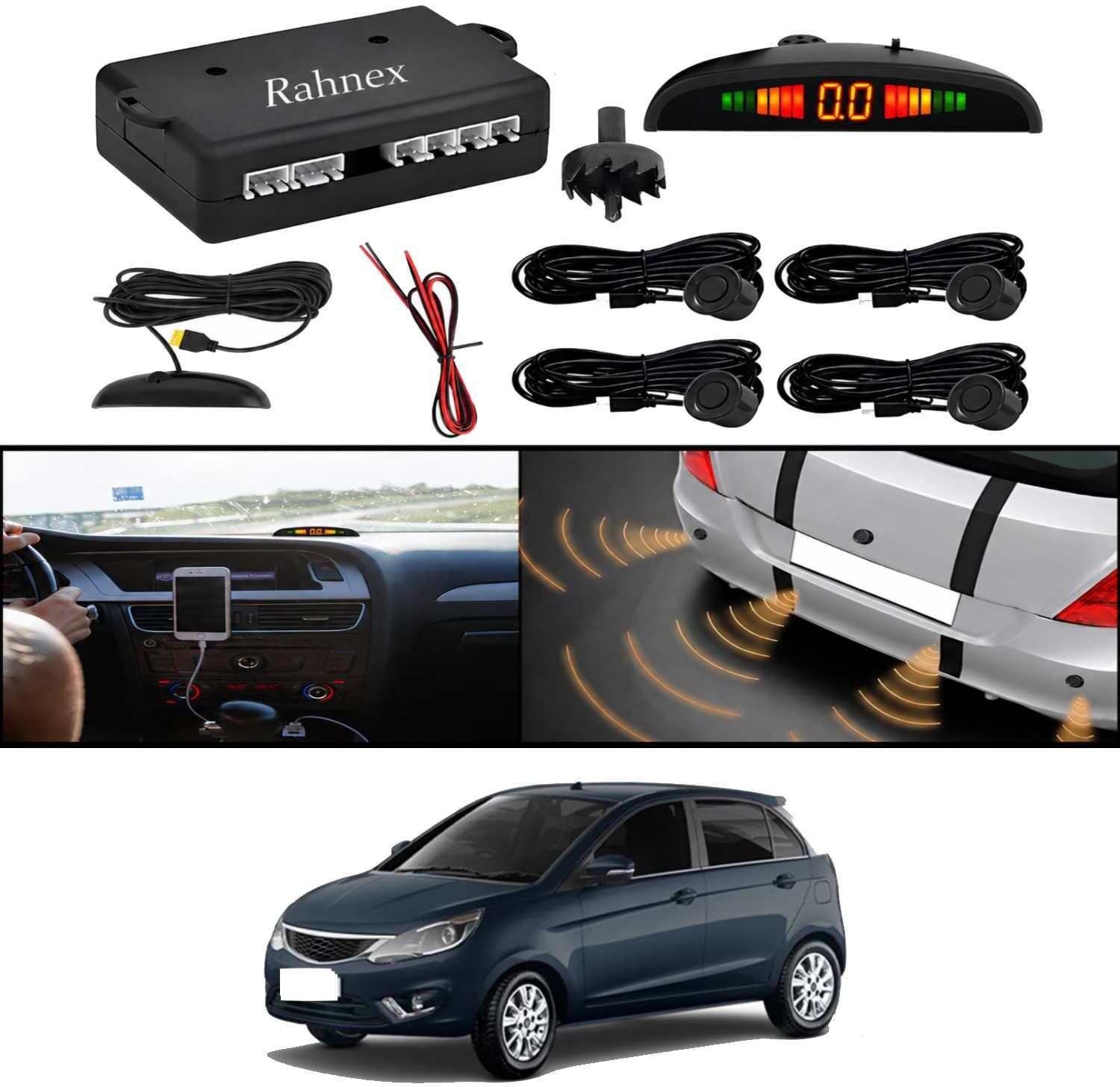 rahnex Reverse Car Safety System With LED Display Sensor Kit-46 Car Reverse Parking Sensor Black 4 Ultrasonic Sensors for Bolt 2016 Parking Sensor-picture-22