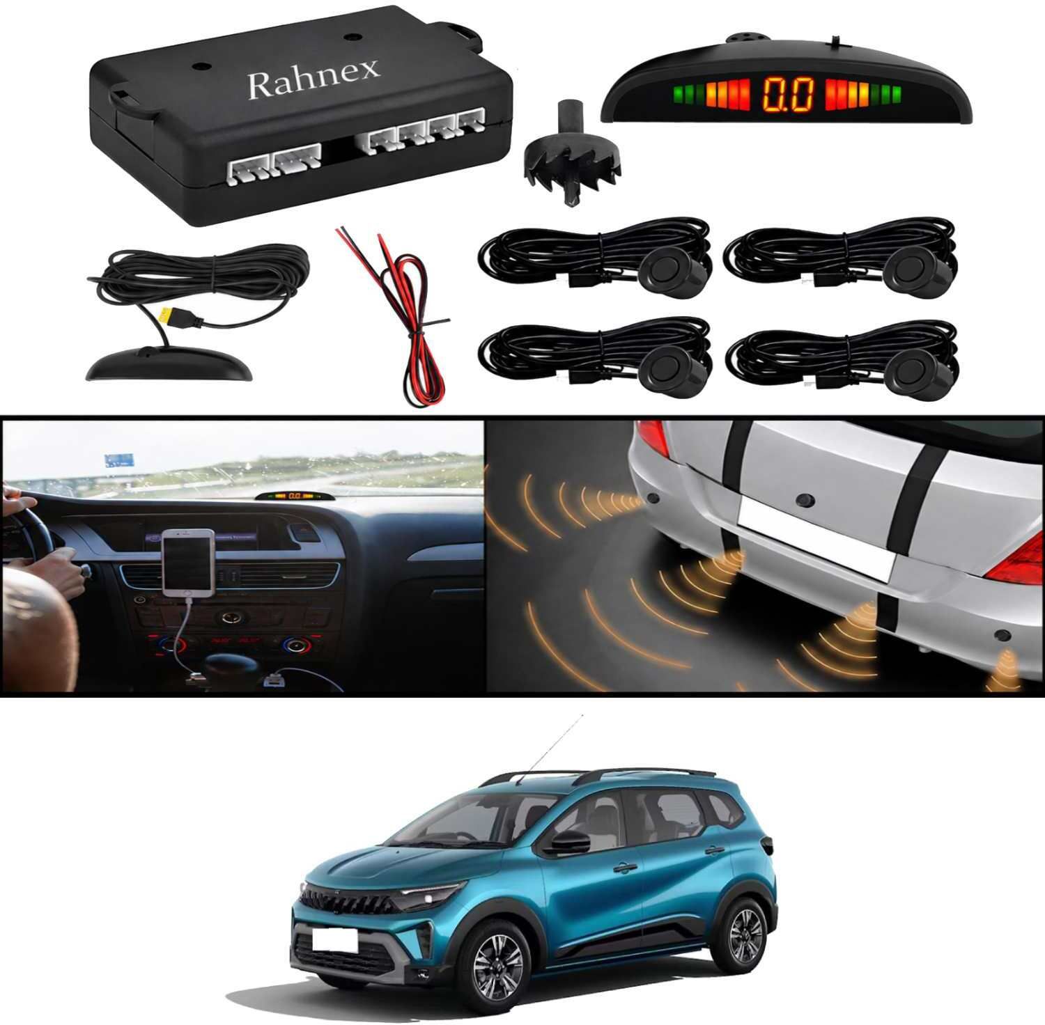 rahnex Reverse Car Safety System With LED Display Sensor Kit-268 Car Reverse Parking Sensor Black 4 Ultrasonic Sensors for Triber 2023 Parking Sensor-picture-27