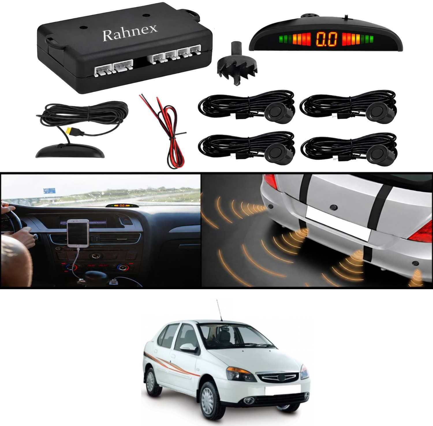 Reverse Car Safety System With LED Display Sensor Kit-165 Car Reverse Parking Sensor Black 4 Ultrasonic Sensors for Indigo 2015 Parking Sensor-image-6