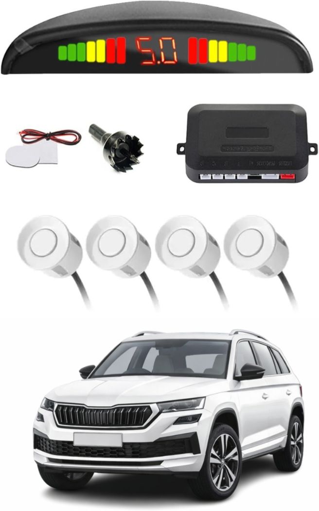 markoplus White Car Parking Sensor C91 Car White Parking Reverse Sensors For Skoda Kylaq Set of 4 Pcs Parking Sensor-picture-42