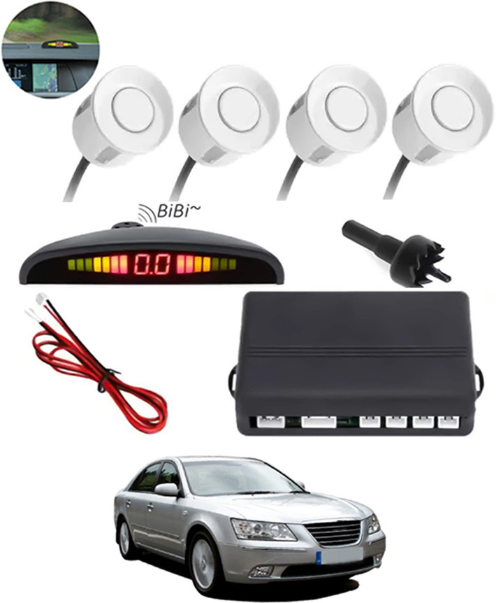 maties Universal Increased Safety For Passengers White Sensor Parking Sensor 85 4 Reverse White Sensor With Led Display ,Buzzer For ElantraHyundai2009 Parking Sensor image 1