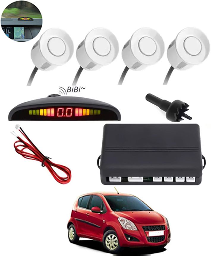 4 White Parking Sensors Compact Screen Distance Display with Sound Warning Reverse Assistance Increased Safety for passengers Universal-218 Parking Sensor-image-12