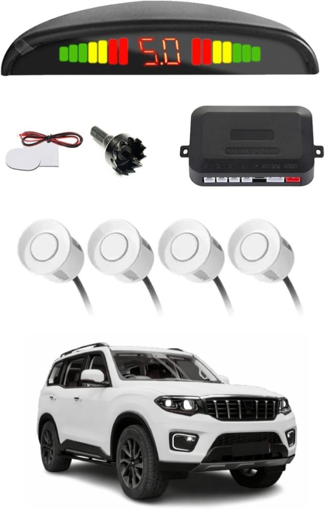 White Car Parking Sensor C18 Car White Parking Reverse Sensors For Mahindra Scorpio N Set of 4 Pcs Parking Sensor-image-27