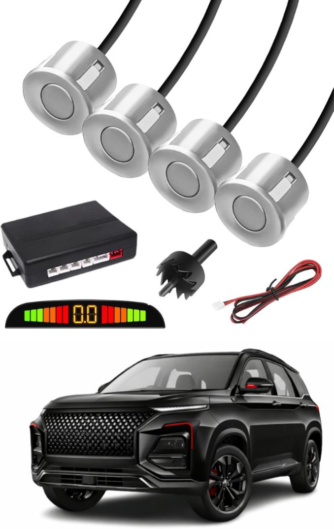 markoplus Silver Car Parking Sensor F32 Car Silver Parking Reverse Sensors For MG Hector Plus Set of 4 Pcs Parking Sensor-picture-12