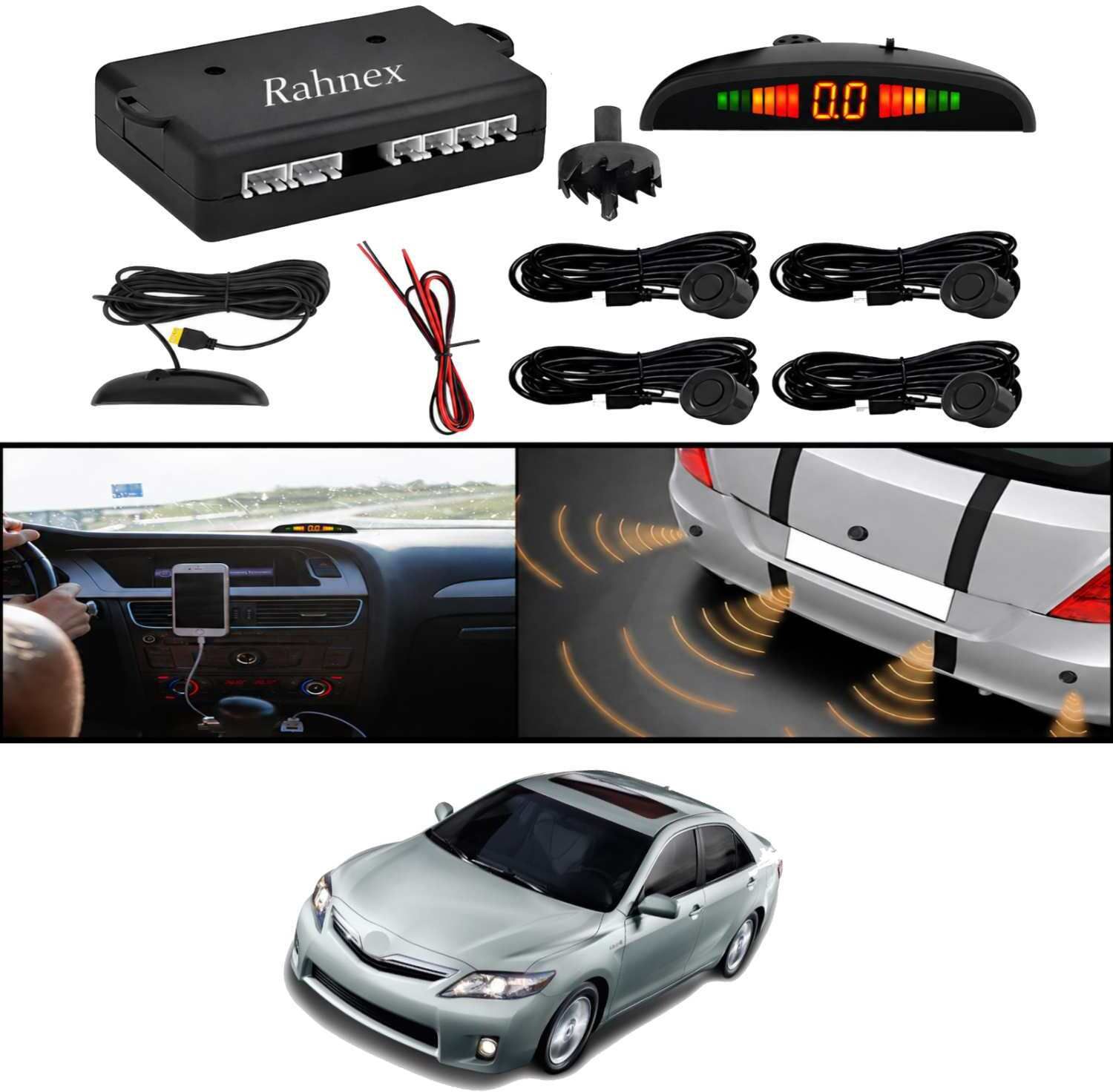 rahnex Reverse Car Safety System With LED Display Sensor Kit-57 Car Reverse Parking Sensor Black 4 Ultrasonic Sensors for Camry 2010 Parking Sensor-picture-14