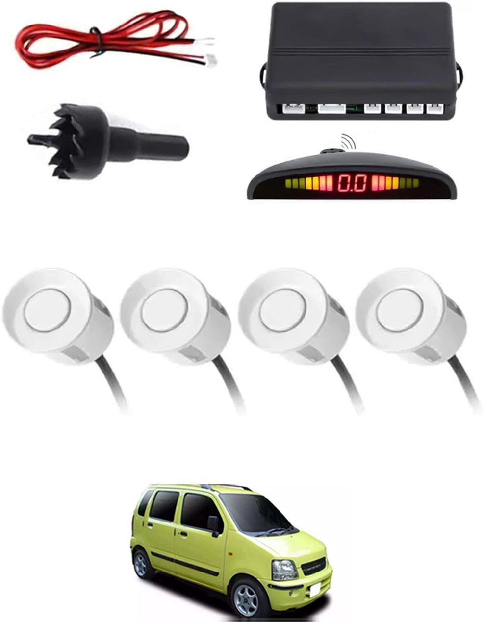 4White Parking Sensor With LED Display Increased Safety For Car-303 Safety of Passengers/Car One Alarm Kit-1548 Parking Sensor-image-33