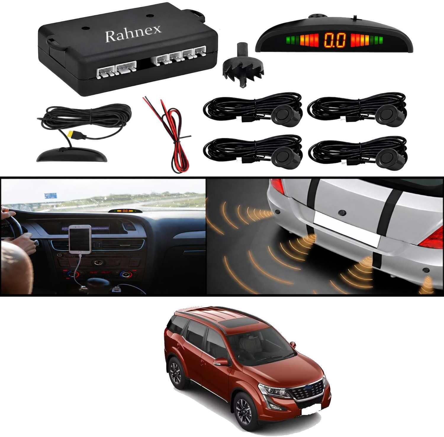 rahnex Reverse Car Safety System With LED Display Sensor Kit-320 Car Reverse Parking Sensor Black 4 Ultrasonic Sensors for XUV500 2020 Parking Sensor-picture-15
