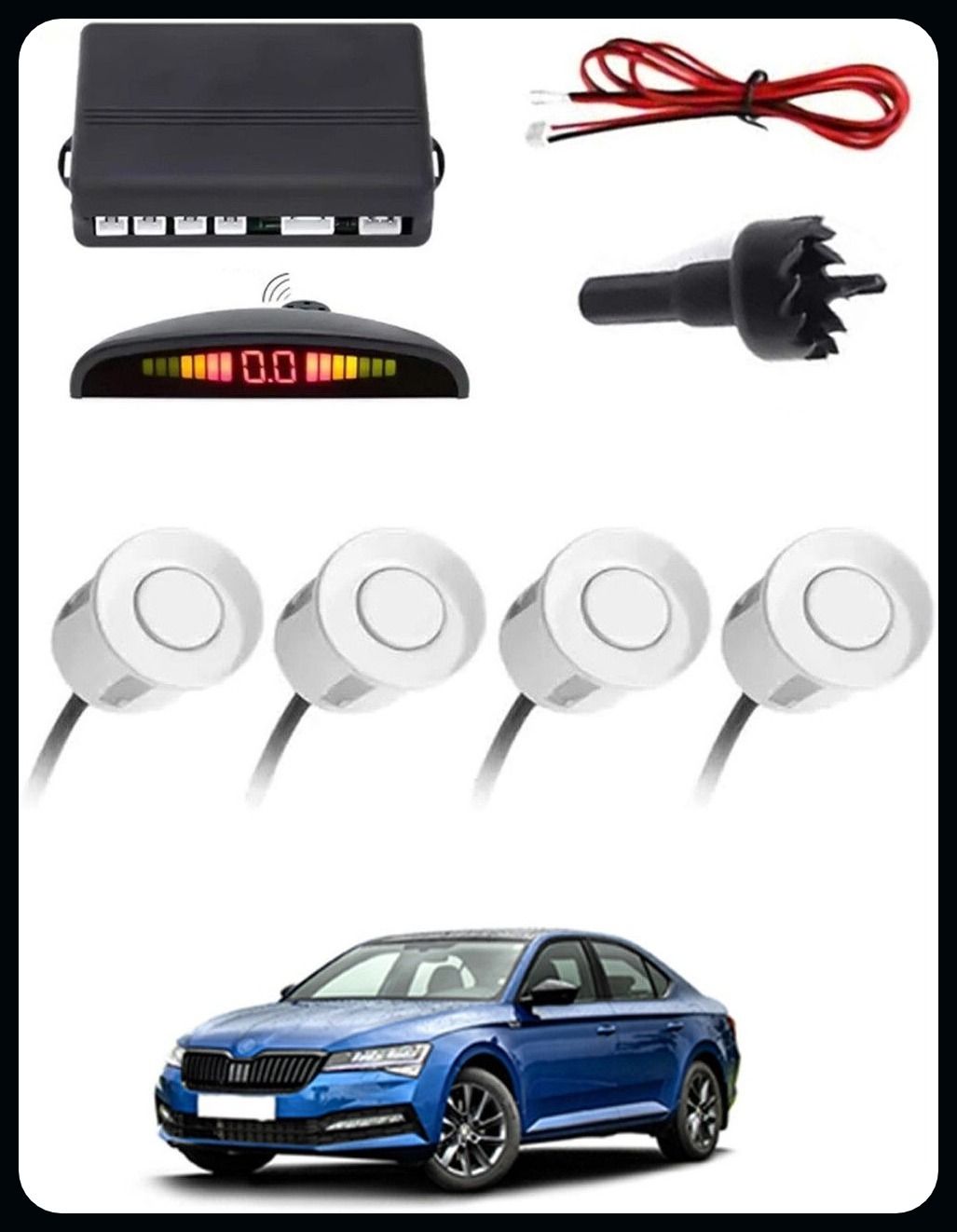 arsh stores NS- 4 White Reverse Parking Sensor-AP25B19 NS- 4 White Reverse Parking Sensor-AP25B19 Parking Sensor-picture-17
