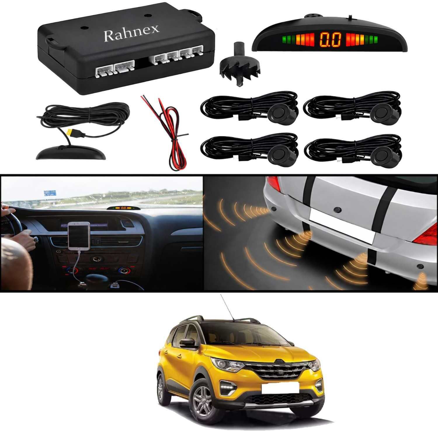 rahnex Reverse Car Safety System With LED Display Sensor Kit-265 Car Reverse Parking Sensor Black 4 Ultrasonic Sensors for Triber 2019 Parking Sensor-picture-45