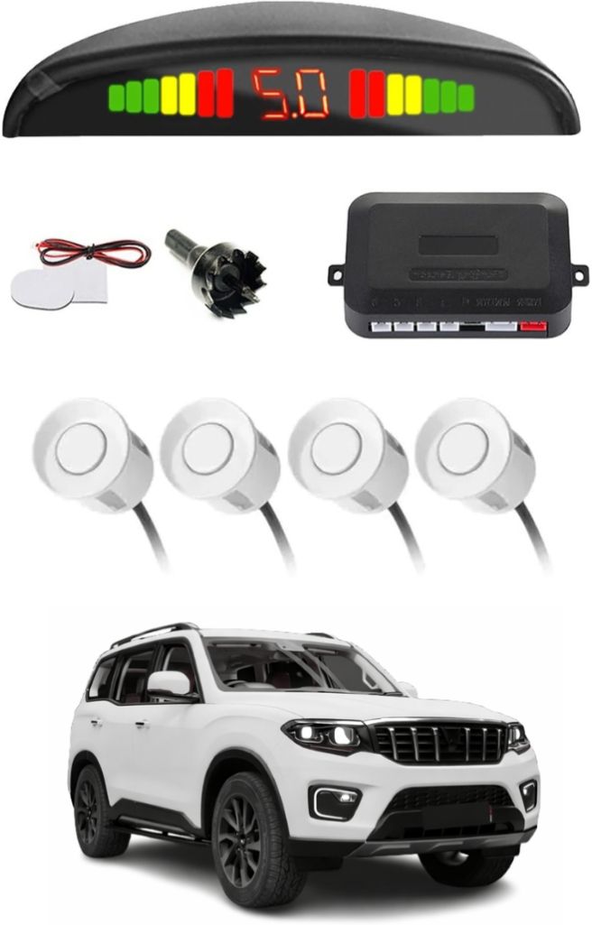 markoplus White Car Parking Sensor E18 Car White Parking Reverse Sensors For Mahindra Scorpio N Set of 4 Pcs Parking Sensor-picture-47