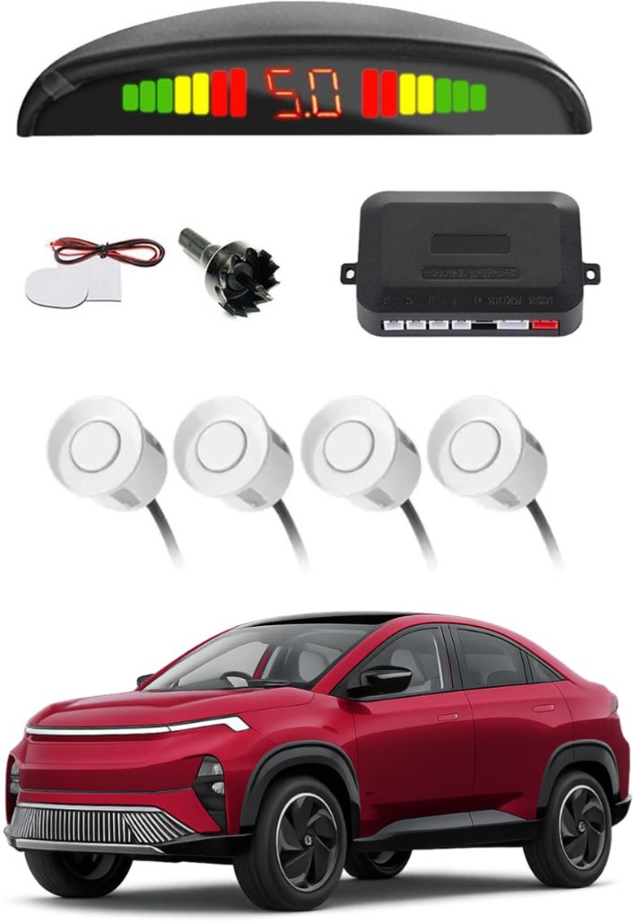 White Car Parking Sensor D177 Car White Parking Reverse Sensors For Tata Curvv EV Set of 4 Pcs Parking Sensor-image-44