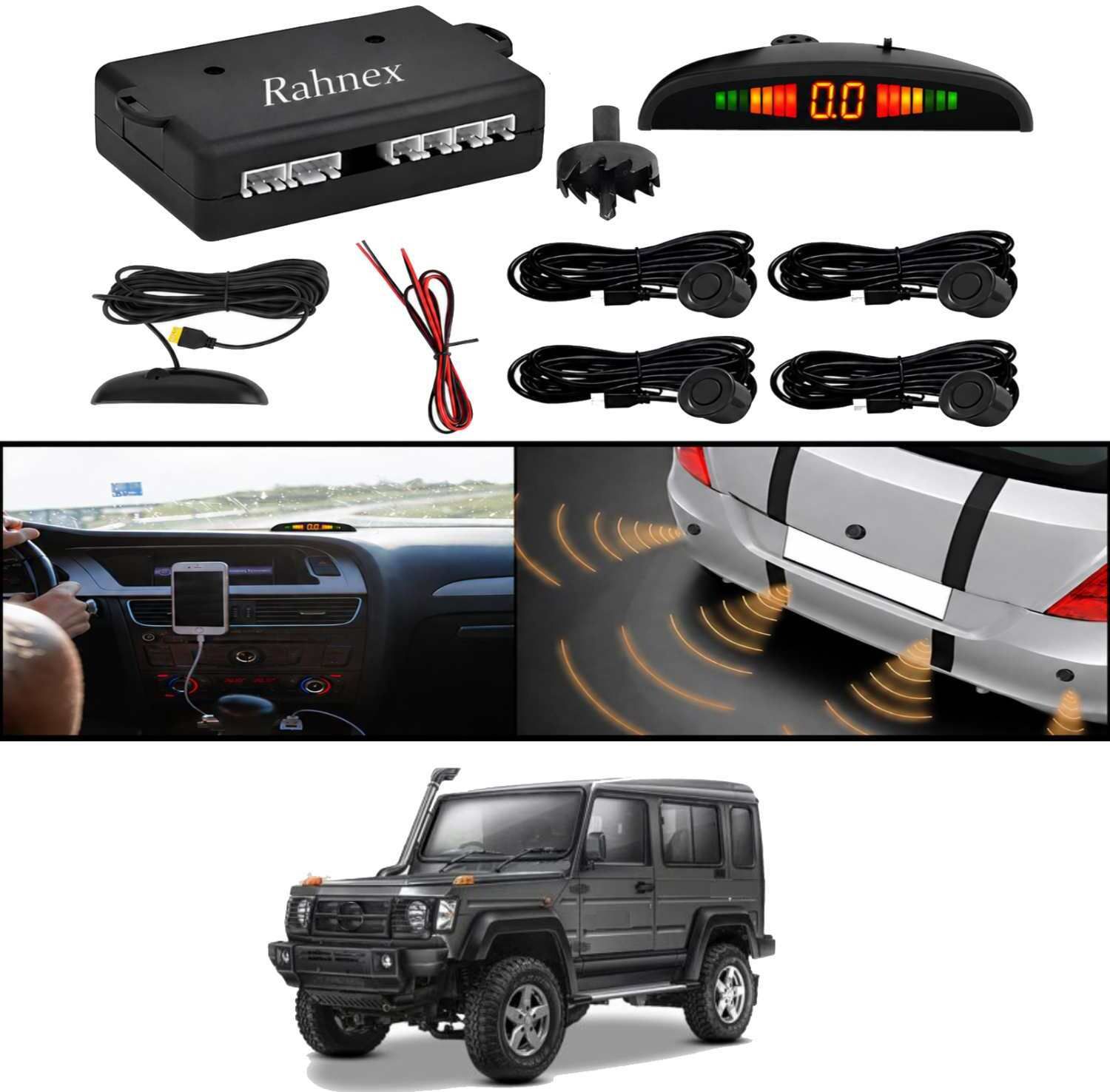 Reverse Car Safety System With LED Display Sensor Kit-143 Car Reverse Parking Sensor Black 4 Ultrasonic Sensors for Gurkha 2020 Parking Sensor-image-1