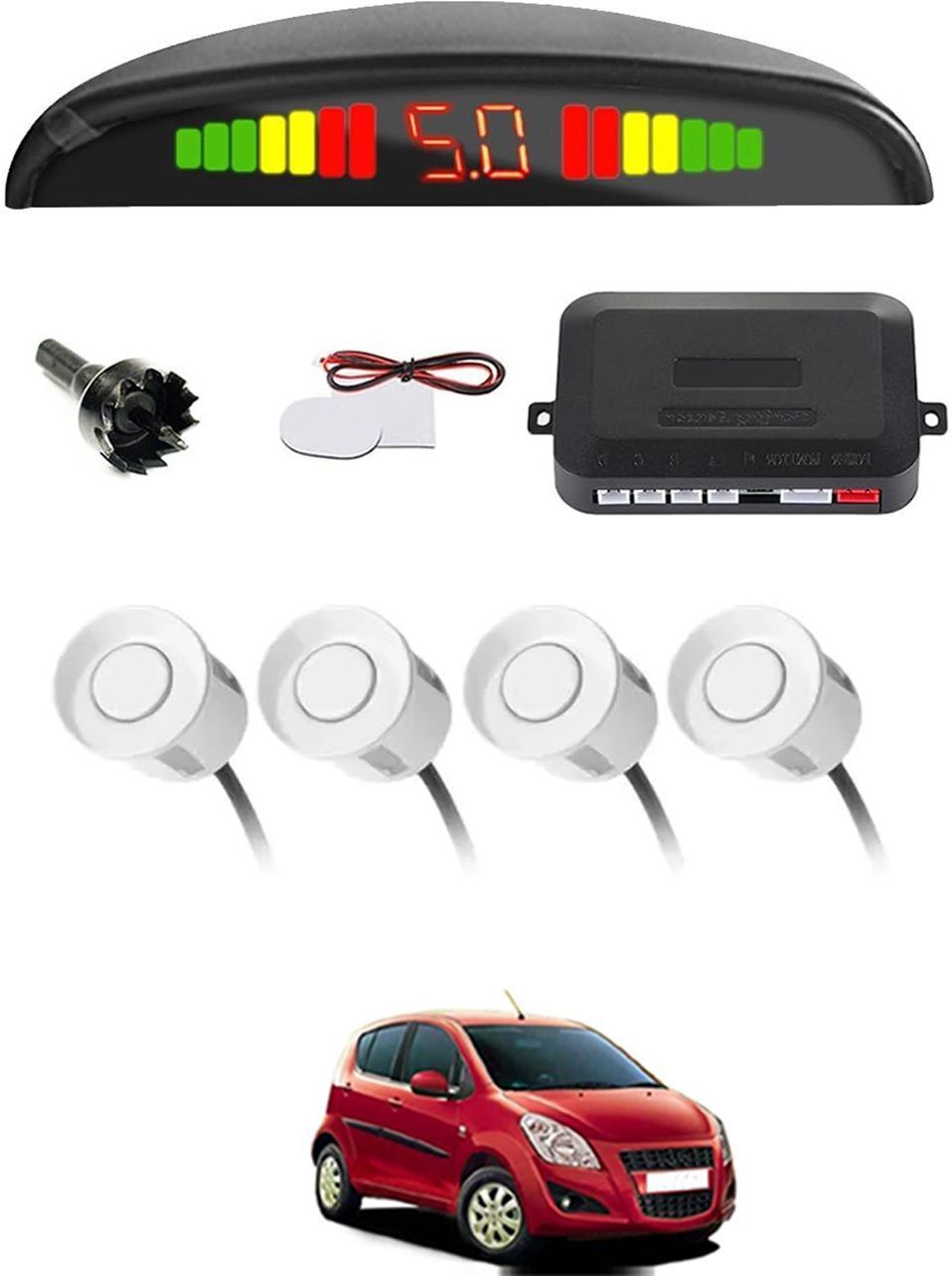 Universal 4 White Reverse Parking Sensor With LED Display For Cars-218 Safety of Passengers/Car One Alarm Kit-1421 Parking Sensor-image-47
