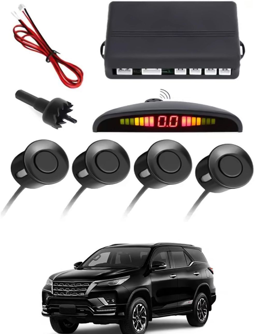 Universal 4 Black Reverse Parking Sensor With LED Display For Cars-111 Safety of Passengers/Car One Alarm Kit-1869 Parking Sensor-image-38