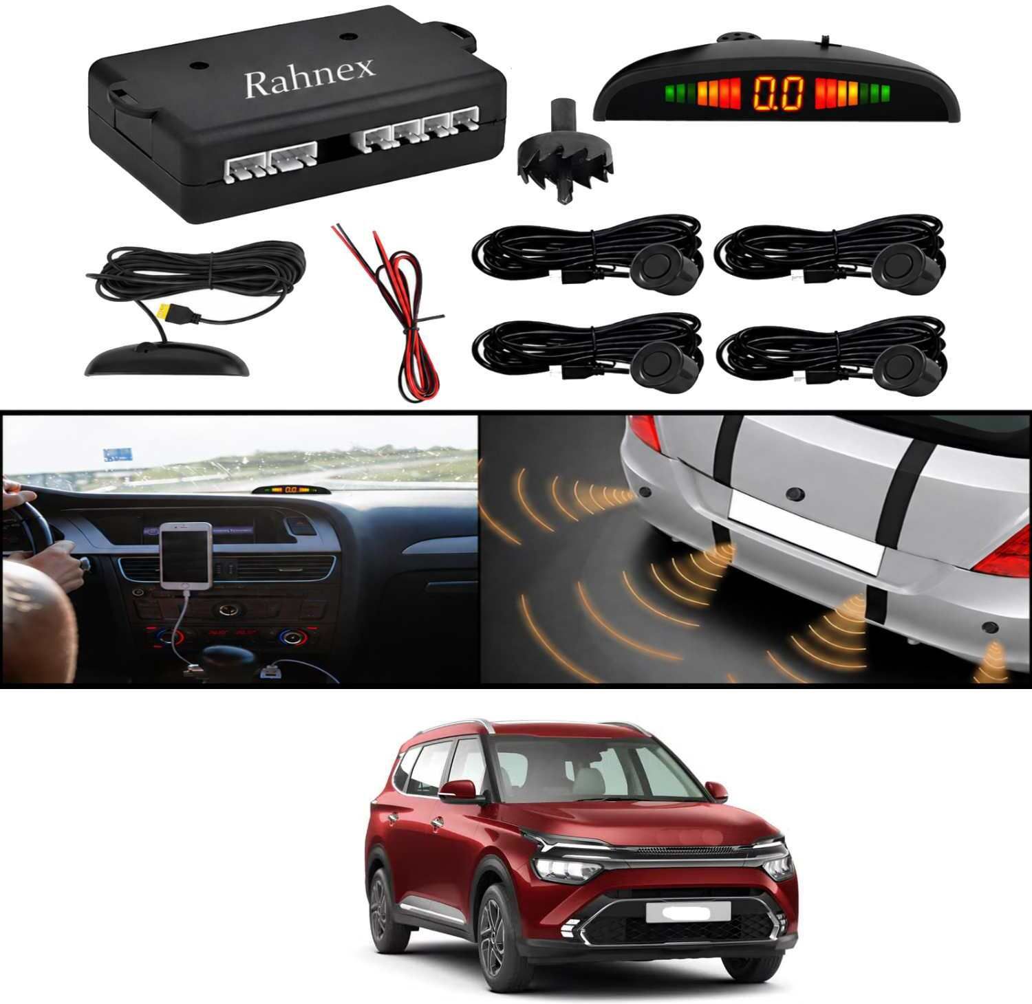 rahnex Reverse Car Safety System With LED Display Sensor Kit-63 Car Reverse Parking Sensor Black 4 Ultrasonic Sensors for Carens 2024 Parking Sensor-picture-15