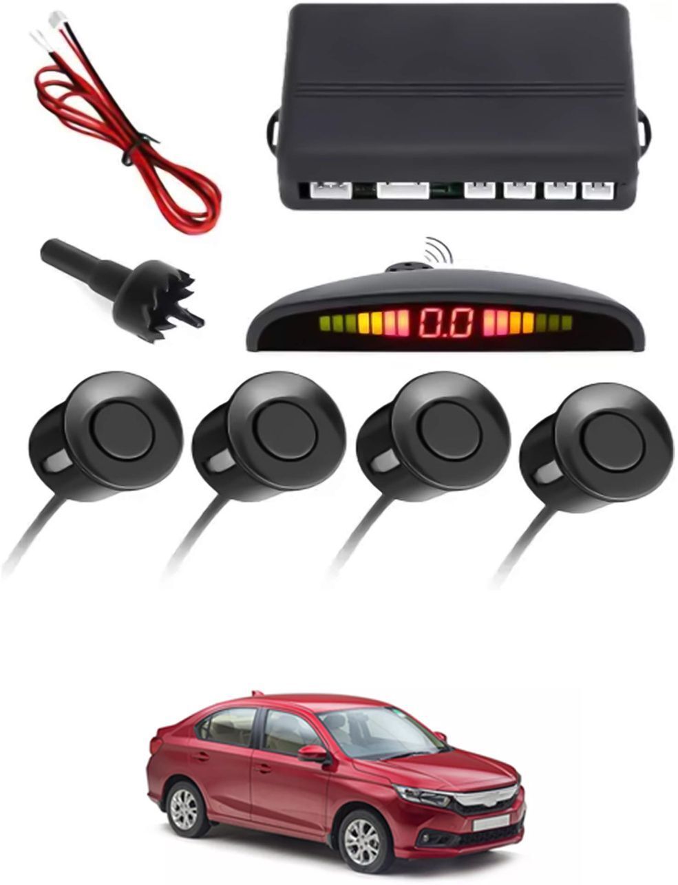 Universal 4 Black Reverse Parking Sensor With LED Display For Cars-19 Safety of Passengers/Car One Alarm Kit-1989 Parking Sensor-image-49