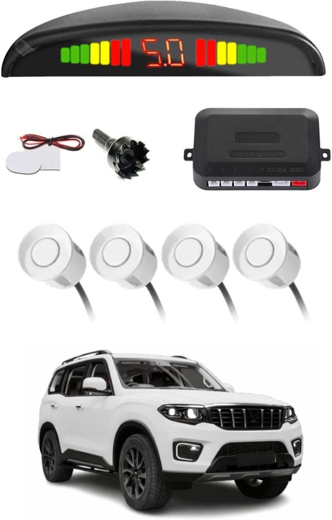 White Car Parking Sensor F18 Car White Parking Reverse Sensors For Mahindra Scorpio N Set of 4 Pcs Parking Sensor-image-7