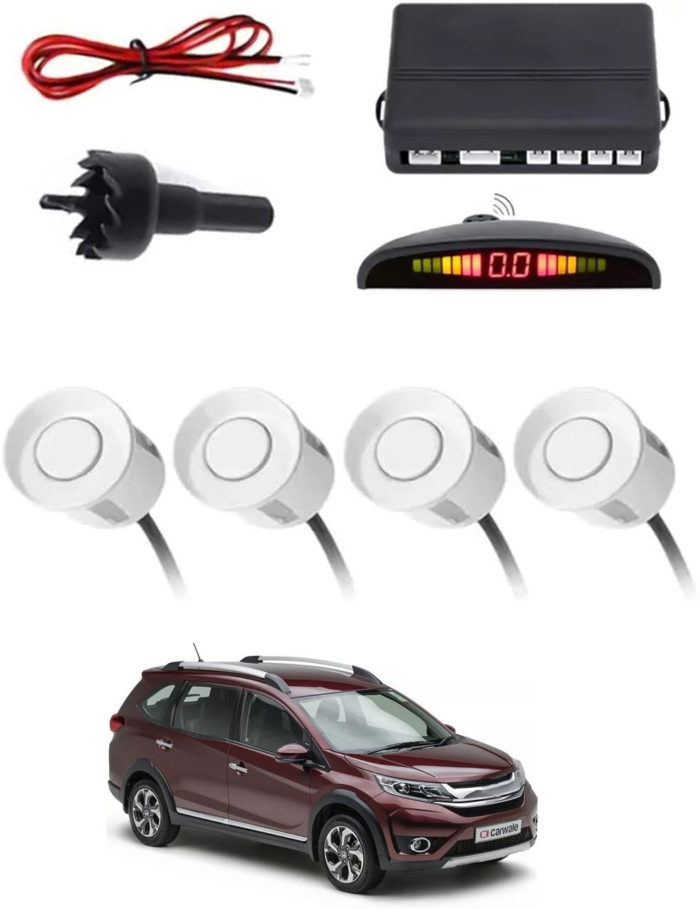 4White Parking Sensor With LED Display Increased Safety For Car-42 Safety of Passengers/Car One Alarm Kit-1741 Parking Sensor-image-28