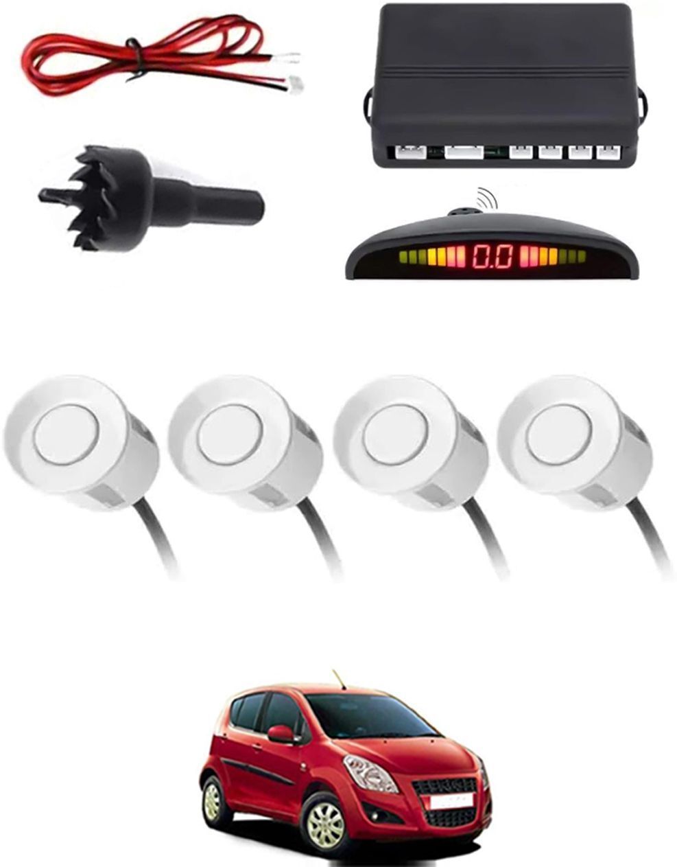 4White Parking Sensor With LED Display Increased Safety For Car-218 Safety of Passengers/Car One Alarm Kit-1720 Parking Sensor-image-42