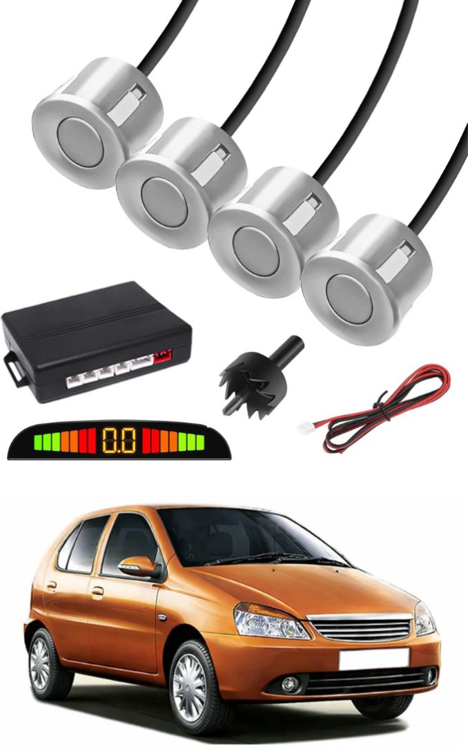 Silver Car Parking Sensor F141 Car Silver Parking Reverse Sensors For Tata Motors Indica Set of 4 Pcs Parking Sensor-image-48