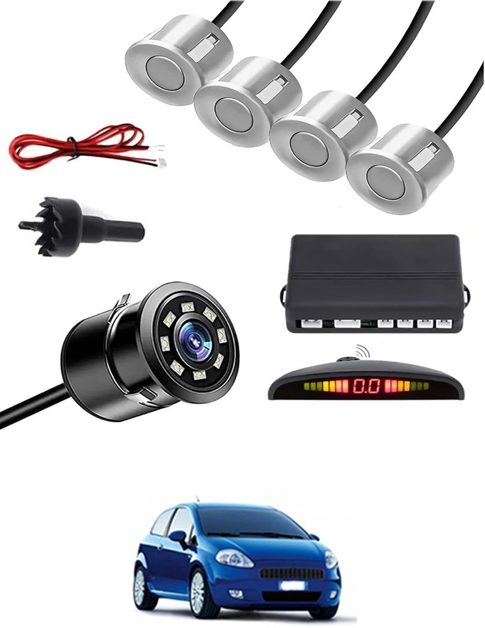 zplus Car Parking Sensors - Set of 4 with Reverse Parking Camera (Silver)-125 Safety of Passengers/Car One Alarm Kit-2267 Parking Sensor-picture-20