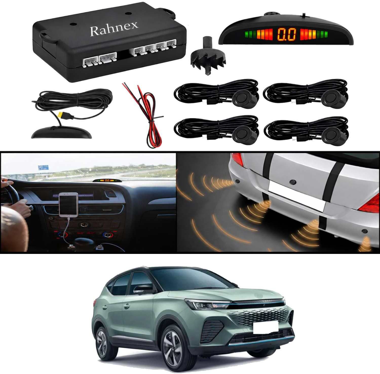 rahnex Reverse Car Safety System With LED Display Sensor Kit-23 Car Reverse Parking Sensor Black 4 Ultrasonic Sensors for Astor 2023 Parking Sensor-picture-38