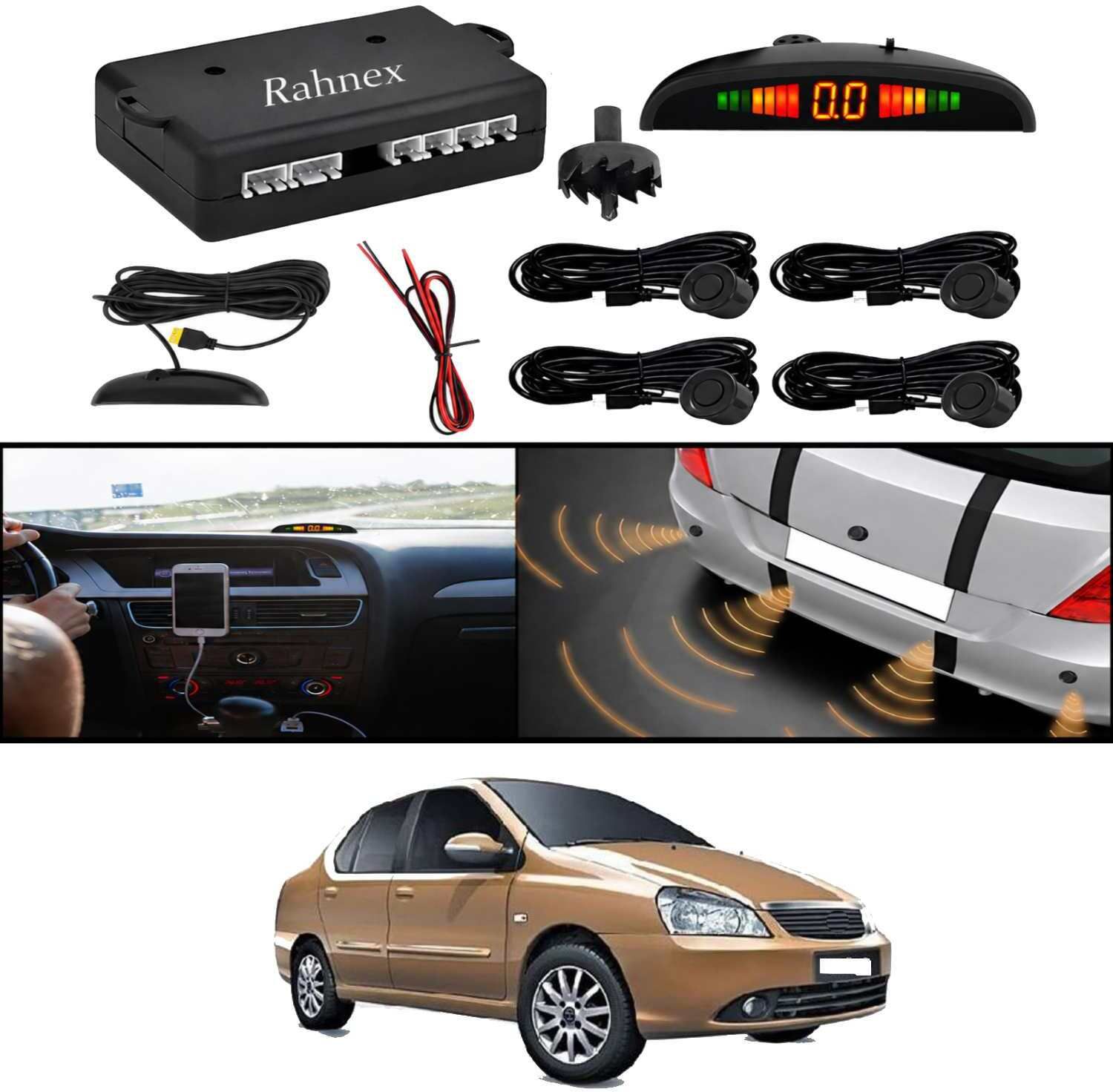 rahnex Reverse Car Safety System With LED Display Sensor Kit-163 Car Reverse Parking Sensor Black 4 Ultrasonic Sensors for Indigo 2012 Parking Sensor-picture-19