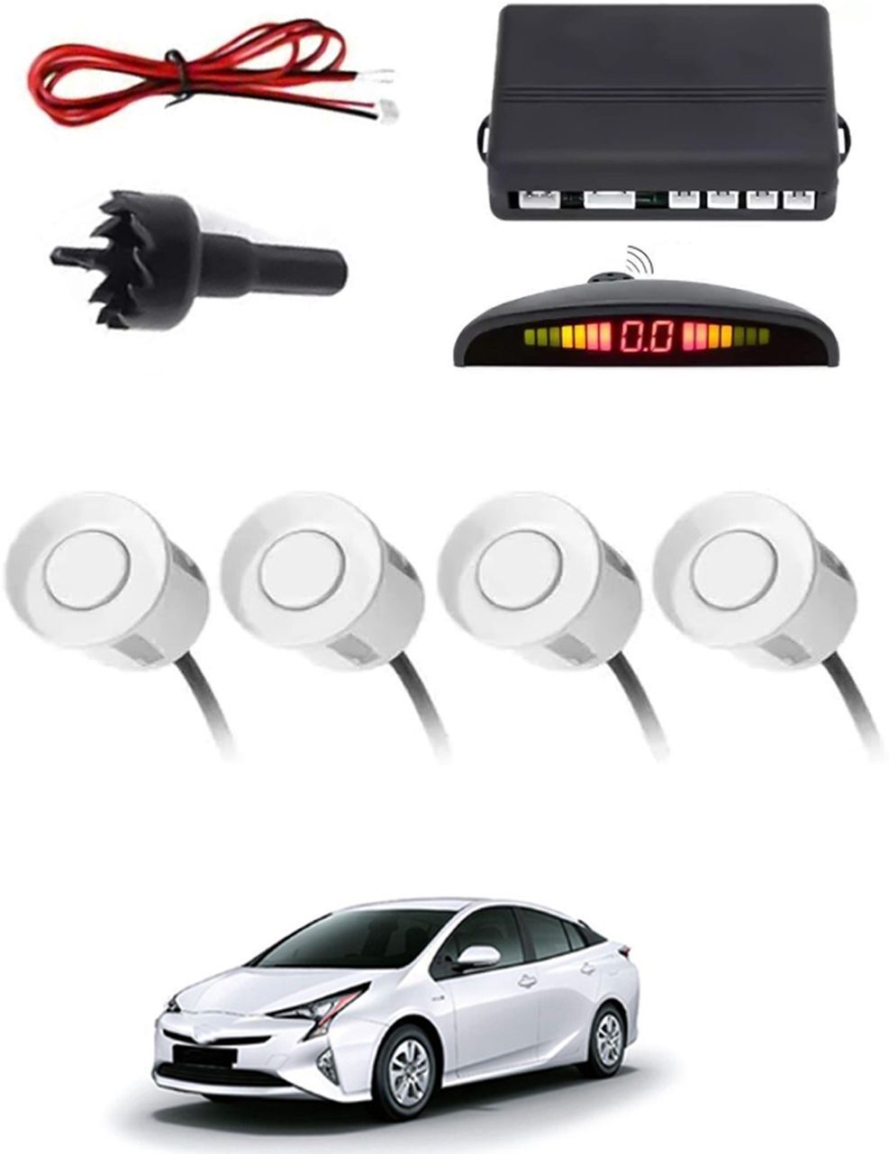 zplus 4White Parking Sensor With LED Display Increased Safety For Car-207 Safety of Passengers/Car One Alarm Kit-1617 Parking Sensor-picture-24