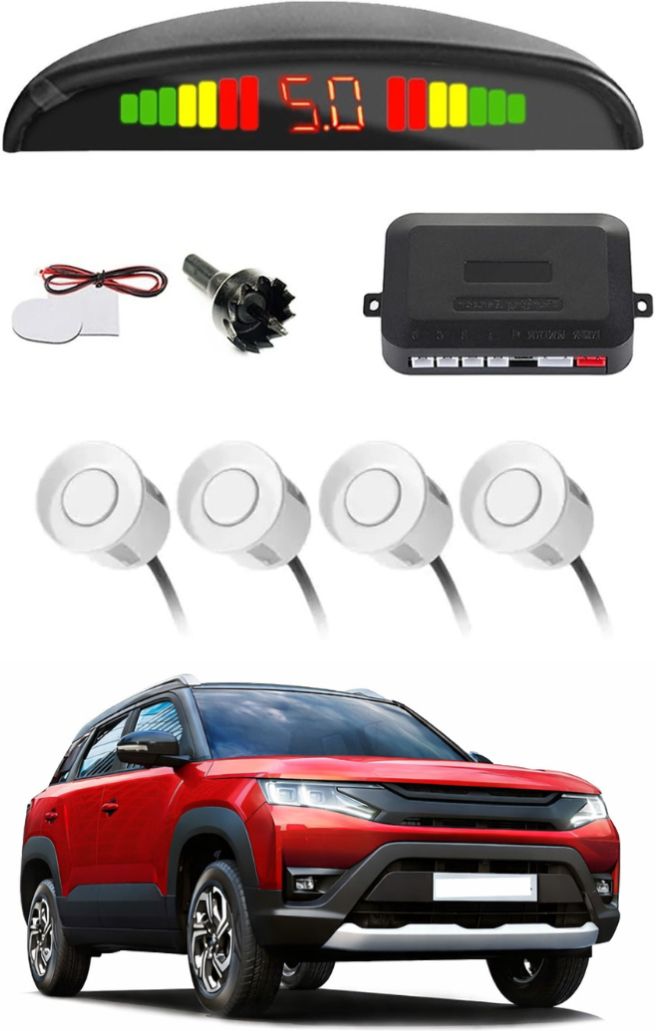 White Car Parking Sensor E03 Car White Parking Reverse Sensors For Maruti Suzuki Brezza Set of 4 Pcs Parking Sensor-image-4