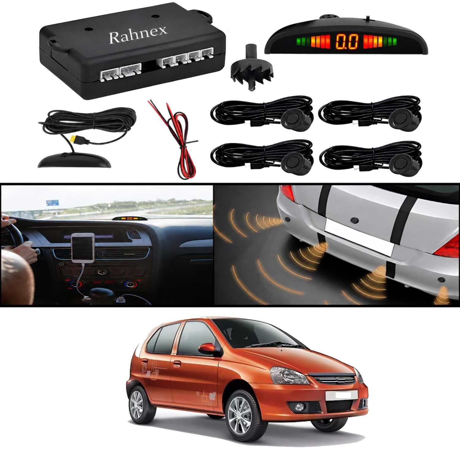 rahnex Reverse Car Safety System With LED Display Sensor Kit-160 Car Reverse Parking Sensor Black 4 Ultrasonic Sensors for Indica 2012 Parking Sensor-picture-35