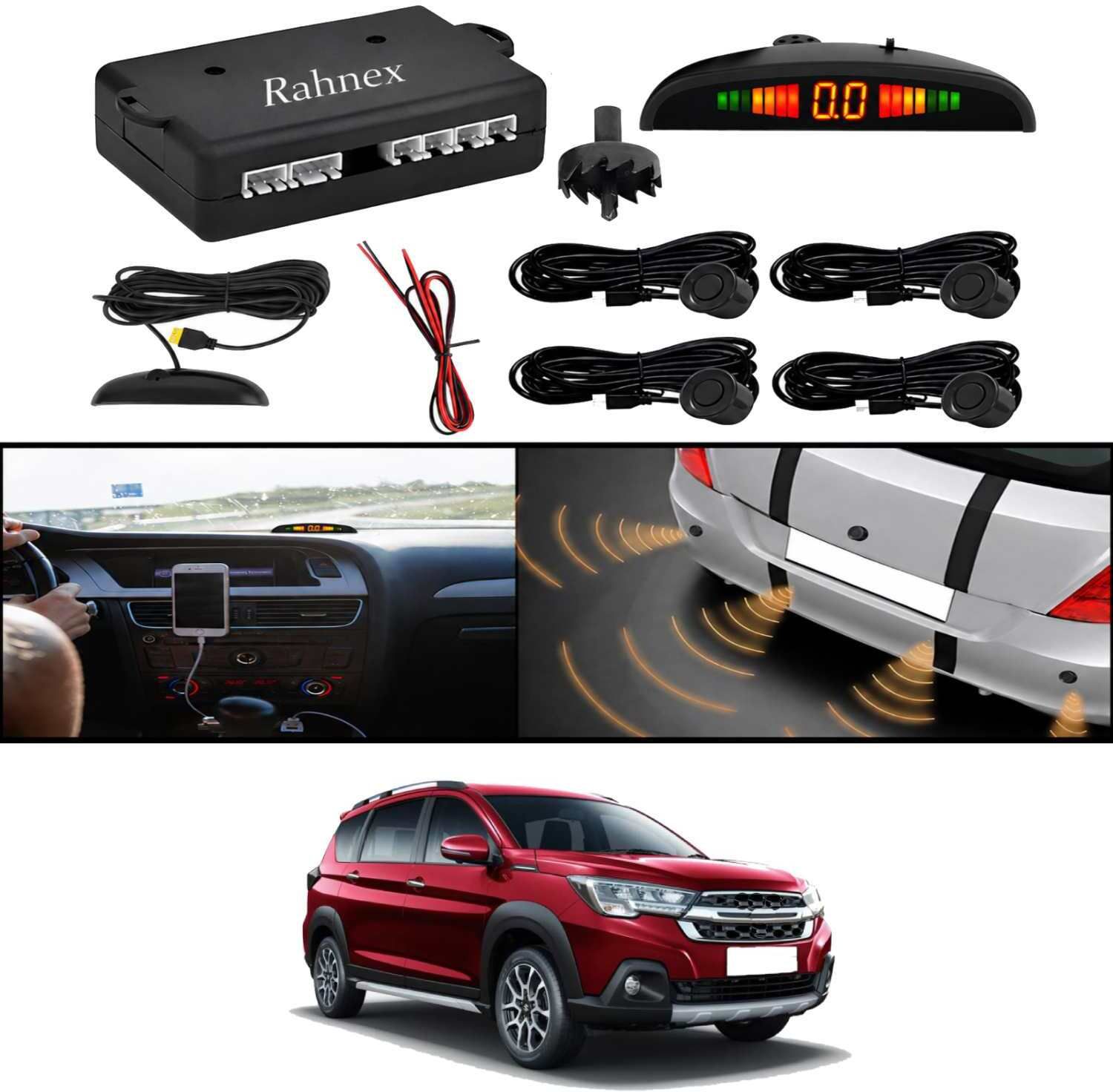 rahnex Reverse Car Safety System With LED Display Sensor Kit-307 Car Reverse Parking Sensor Black 4 Ultrasonic Sensors for XL6 2022 Parking Sensor-picture-24