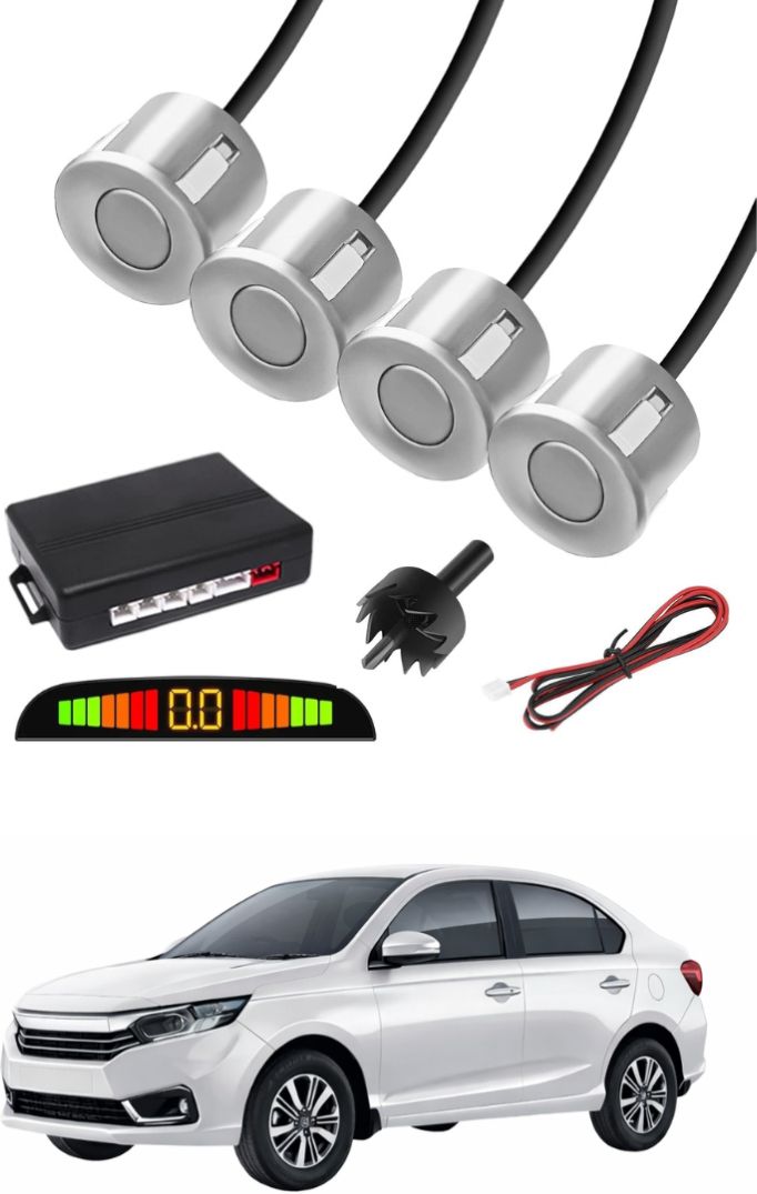 Silver Car Parking Sensor E72 Car Silver Parking Reverse Sensors For Honda Amaze Set of 4 Pcs Parking Sensor-image-42