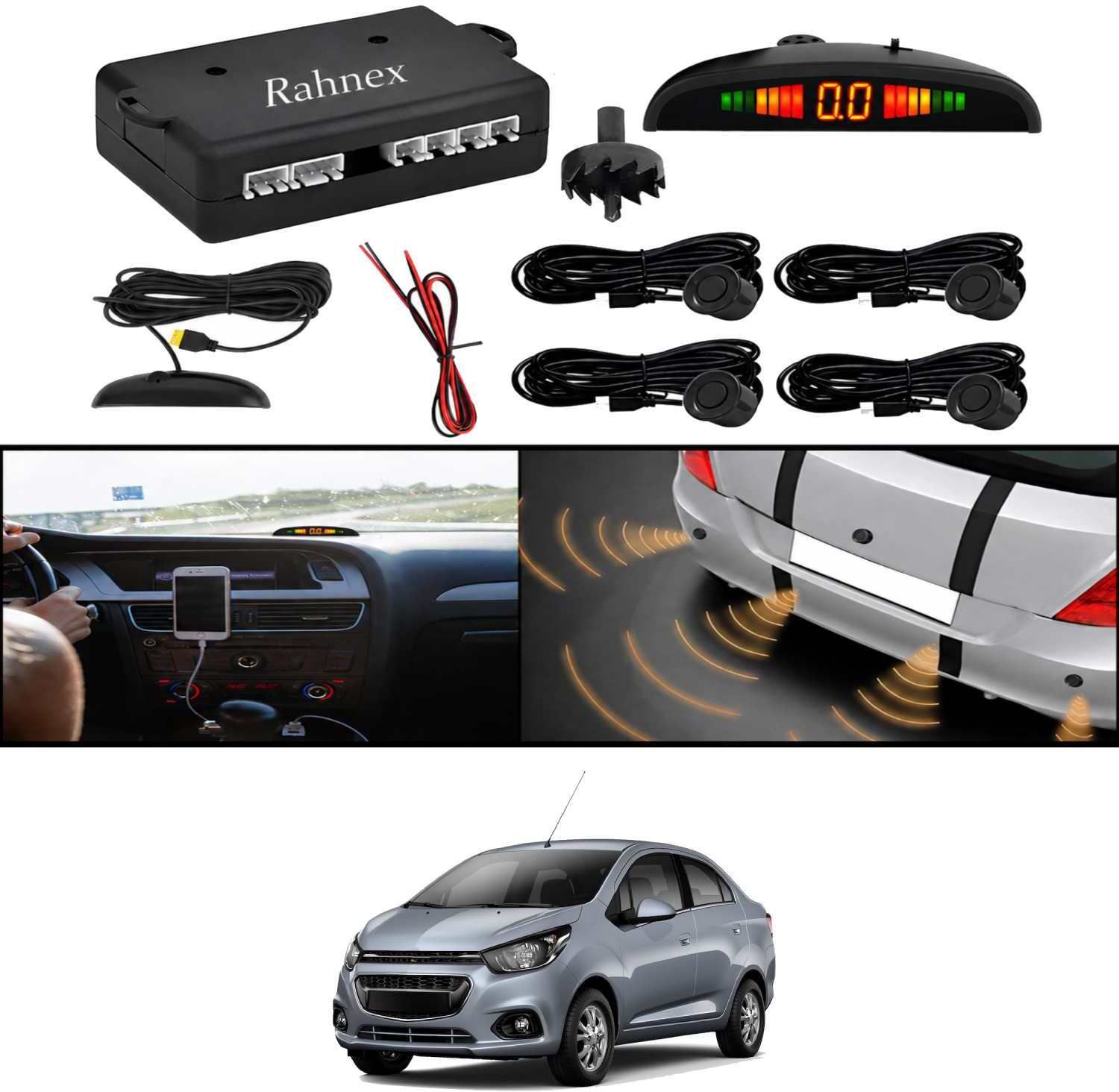 rahnex Reverse Car Safety System With LED Display Sensor Kit-35 Car Reverse Parking Sensor Black 4 Ultrasonic Sensors for Beat 2018 Parking Sensor-picture-21