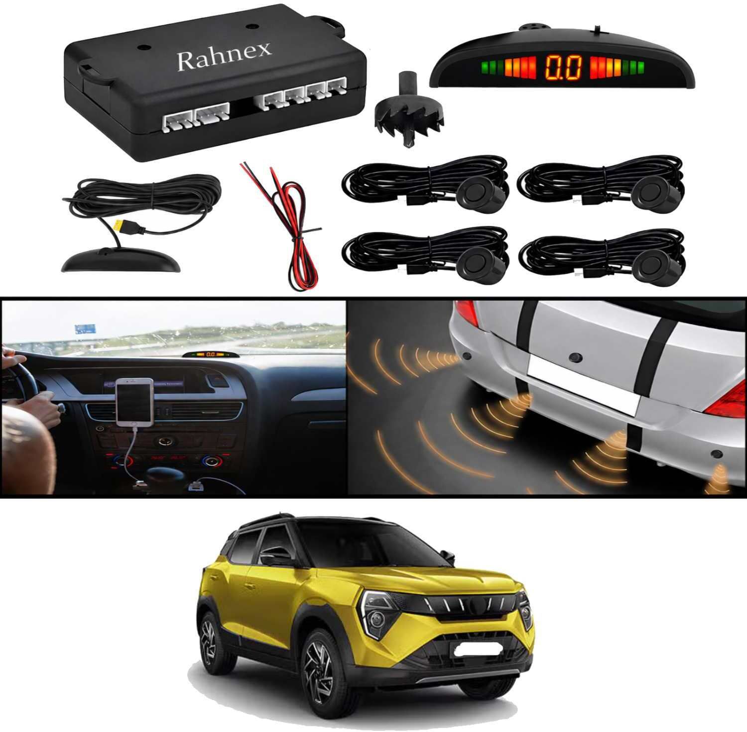 rahnex Reverse Car Safety System With LED Display Sensor Kit-90 Car Reverse Parking Sensor Black 4 Ultrasonic Sensors for Duster 2015 Parking Sensor-picture-17
