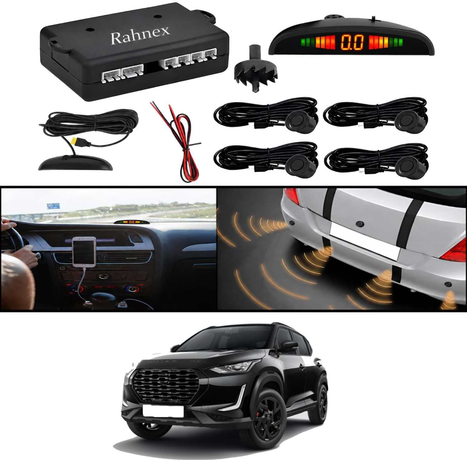 Reverse Car Safety System With LED Display Sensor Kit-192 Car Reverse Parking Sensor Black 4 Ultrasonic Sensors for Magnite 2024 Parking Sensor-image-44