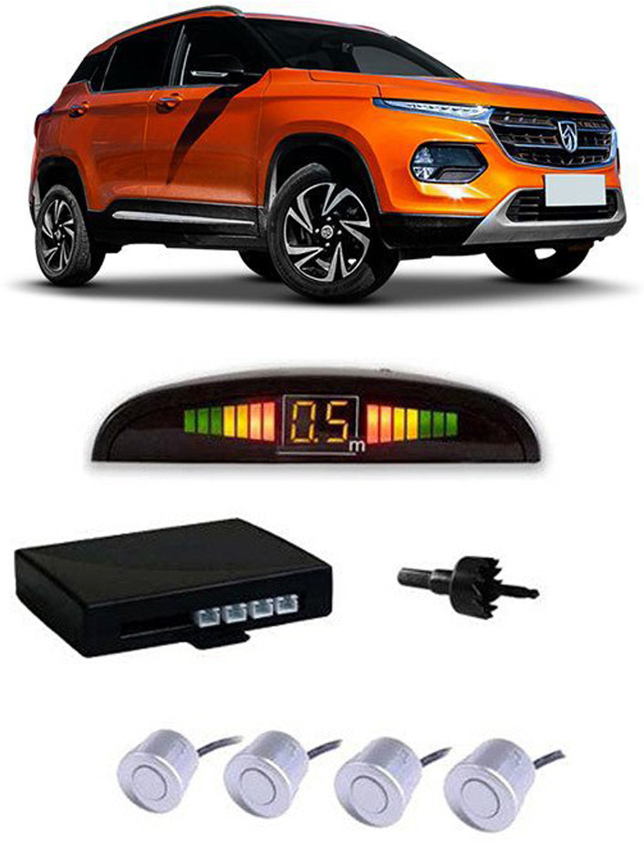 jazzbros JB416 Silver Car Reverse Parking Sensor with LED Display 4 Sensor J416 Parking Sensor image 1