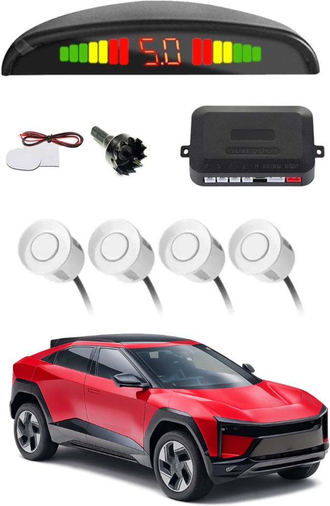 White Car Parking Sensor D174 Car White Parking Reverse Sensors For Mahindra BE 6E Set of 4 Pcs Parking Sensor-image-16