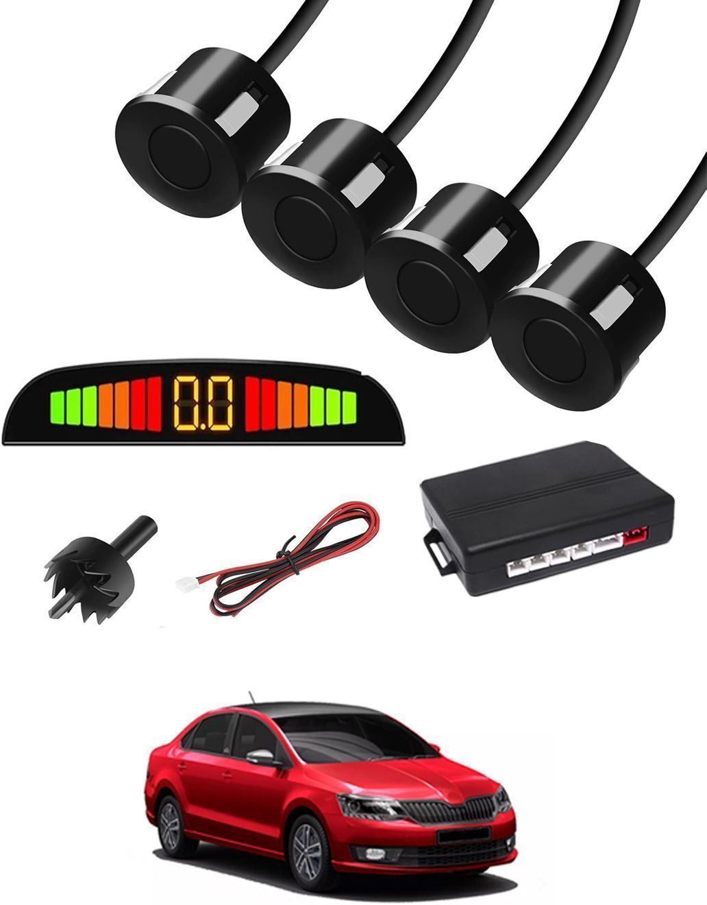tstore Black 4 Parking Reverse Safety Sensor For Vehicles-215 Universal Reverse Black Parking Sensor With Buzzer And LED Display-215 Parking Sensor-picture-23