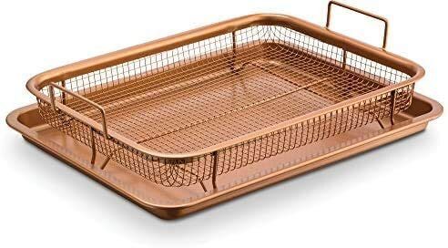 Air Fry Crisper Basket Non Stick Grill Basket with Baking Pan for Kitchen Tray-image-25