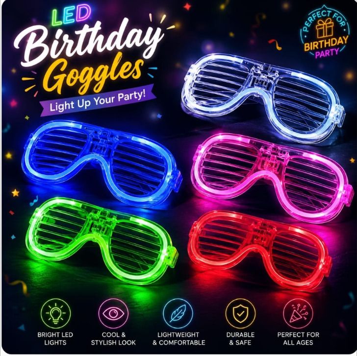 pbbs BIRTHDAY PARTY LED GOGGLES FOR GIRL BOY KIDS PARTY ACCESSORIES Party Glow Ornament-picture-26