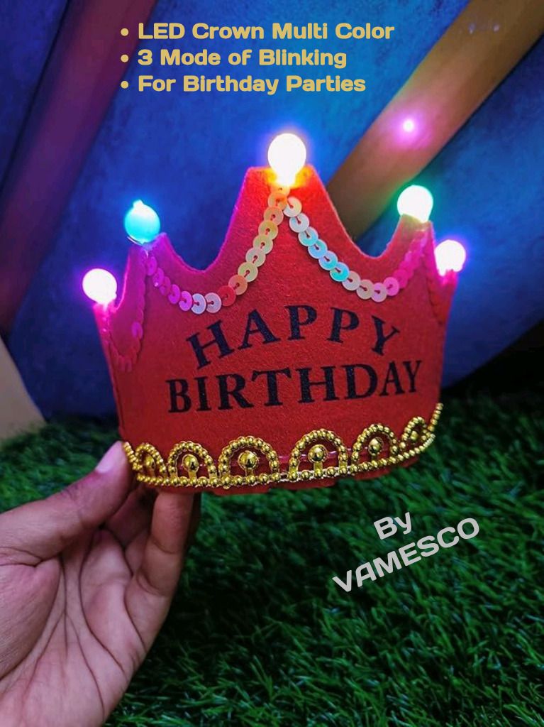 Happy Birthday LED Blinking Crown Red Party Glow Ornament-image-39