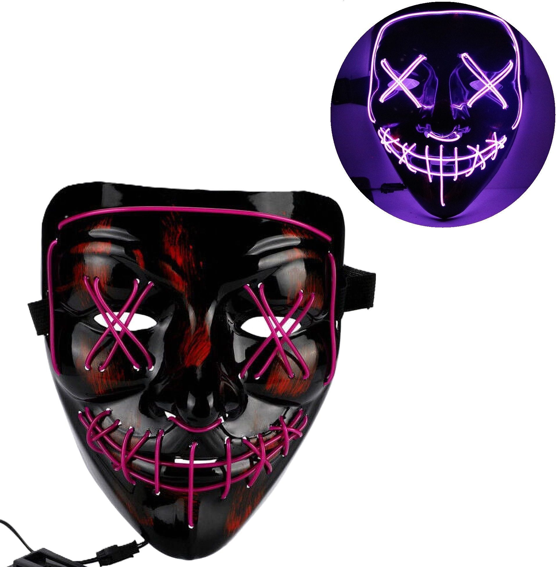 augen Halloween Mask LED Light up Mask for Festival Cosplay Costume Party (Purple) Party Glow Ornament-picture-13