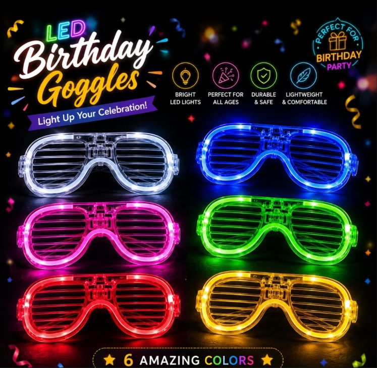 pbbs BIRTHDAY LED GOGGLES FOR KIDS ADULTS PARTY ITEMS BIRTHDAY ACCESSORIES Party Glow Ornament-picture-29