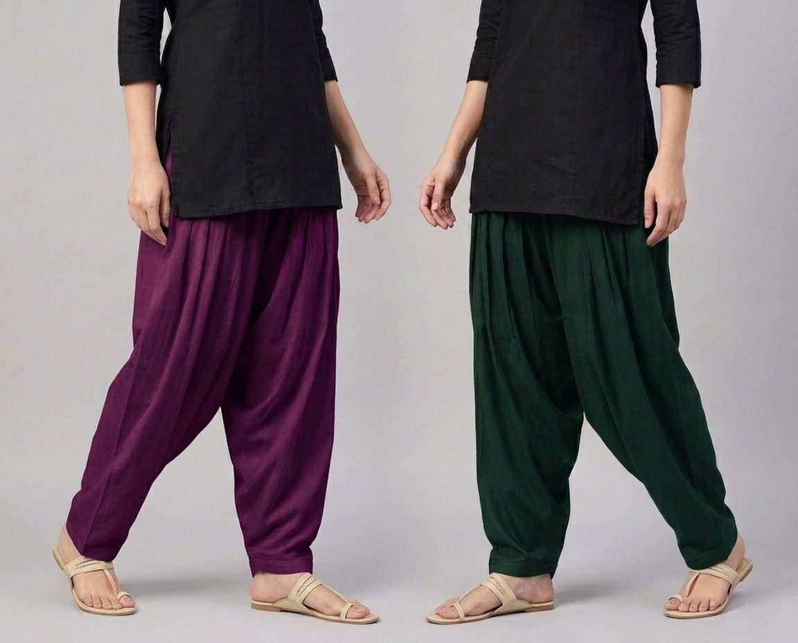 Pure Cotton Solid Women ["Dark Green","Purple"] Salwar-image-45