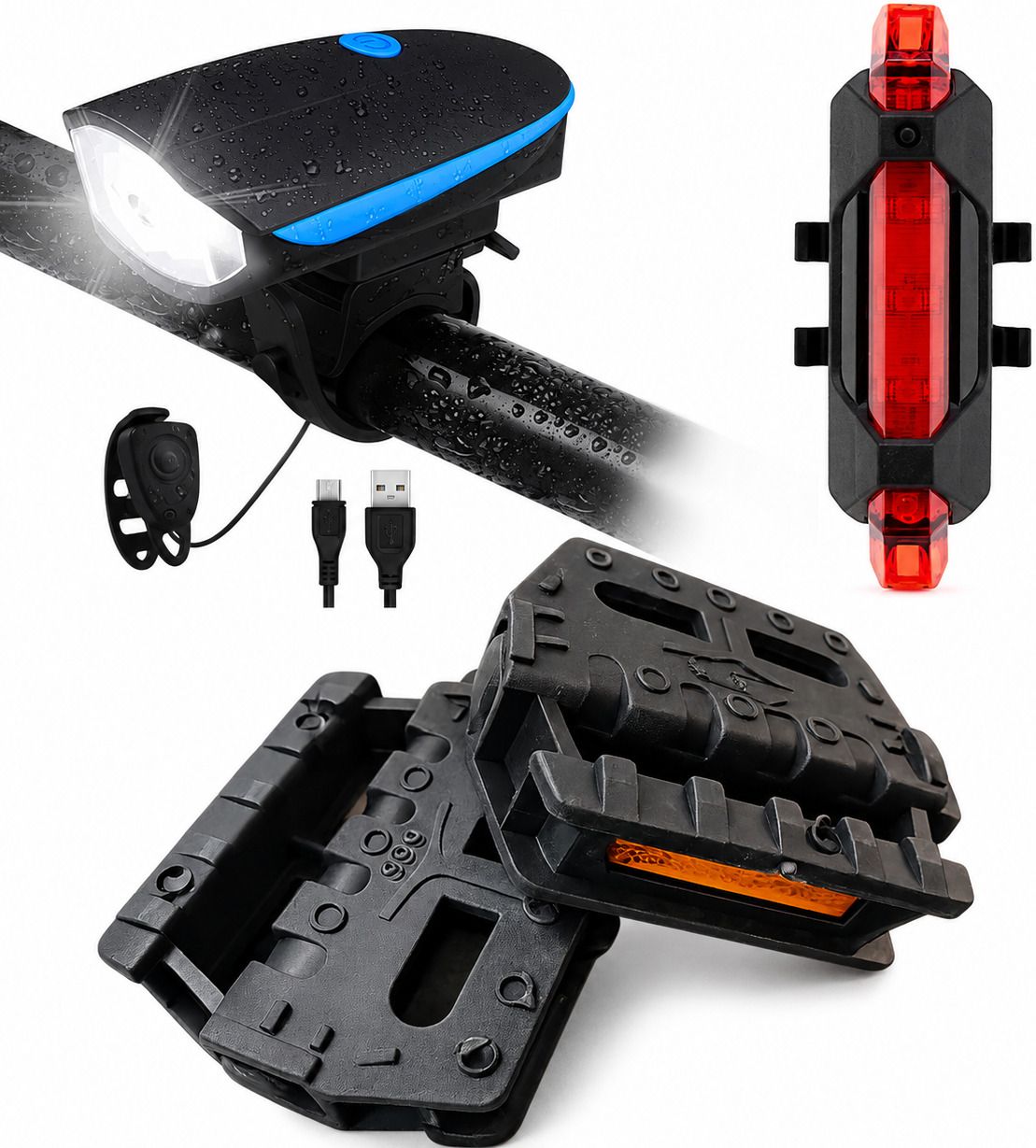 hercules Bicycle Pedal, LED Tail Light and 2-in-1 Rechargeable Front Light Pedal-picture-46