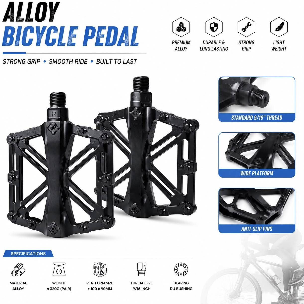 ghg Alloy Alluminium MTB Flat pedal for All Bicycle Pedal-picture-28