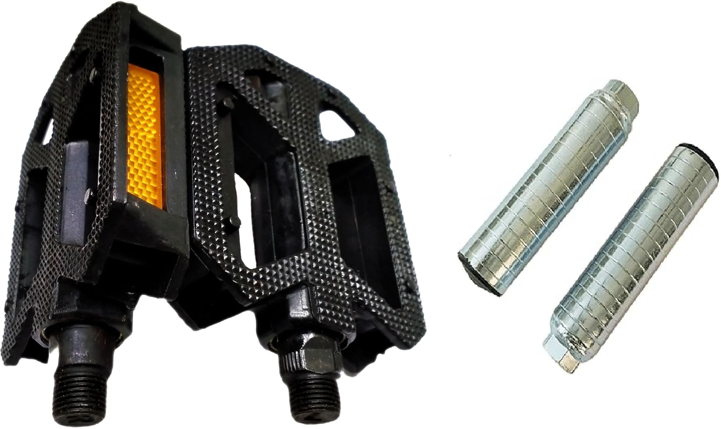 prakmo Pedal Pair for 24T,26T.29T Cycles Sturdy & Anti-Slip with 2 Silver Foot Rest Pedal-picture-14