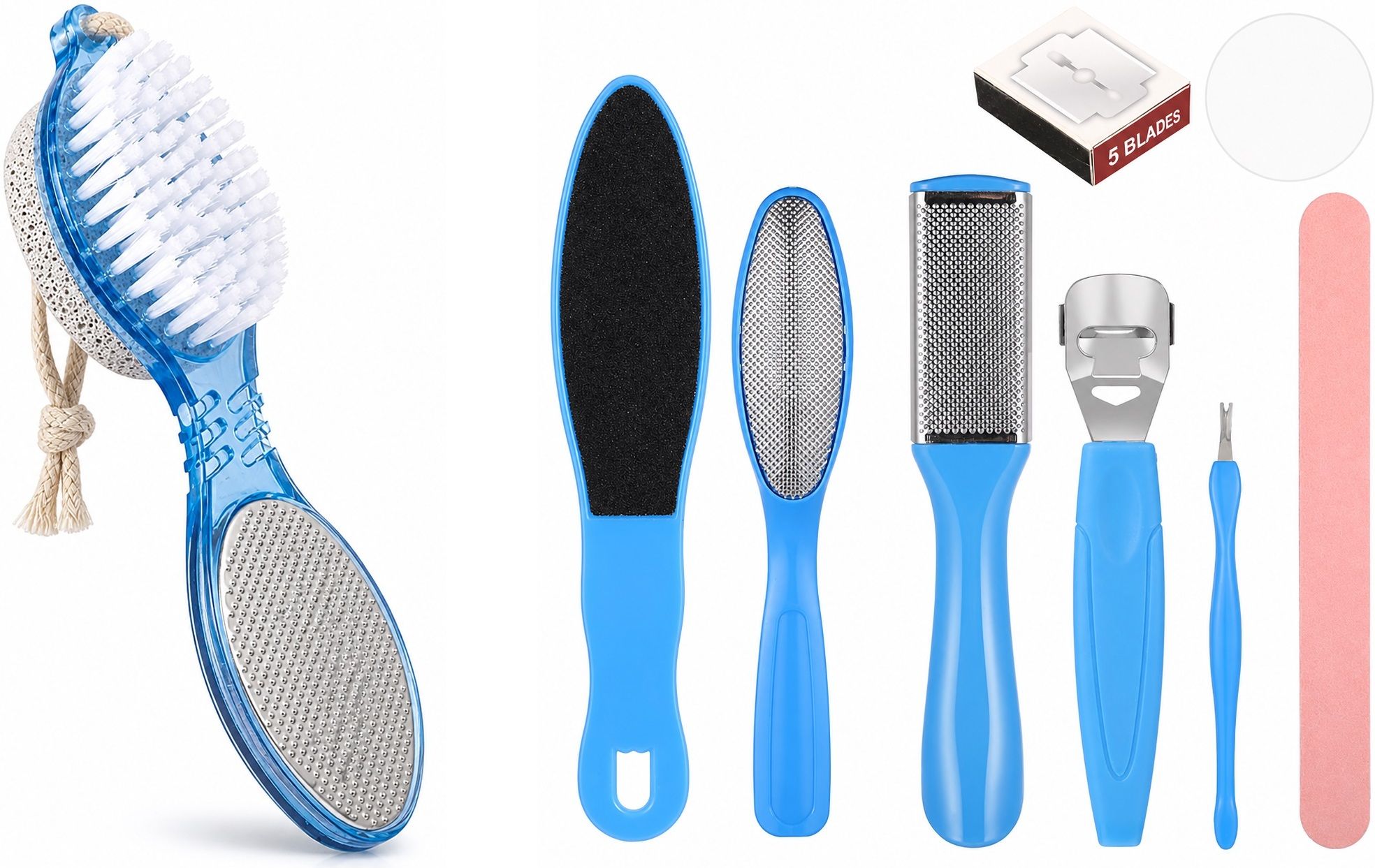 roodiles 4-in-1 Foot Scrubber with 8 Piece Pedicure Kit | Foot File, Callus Remover|-picture-27