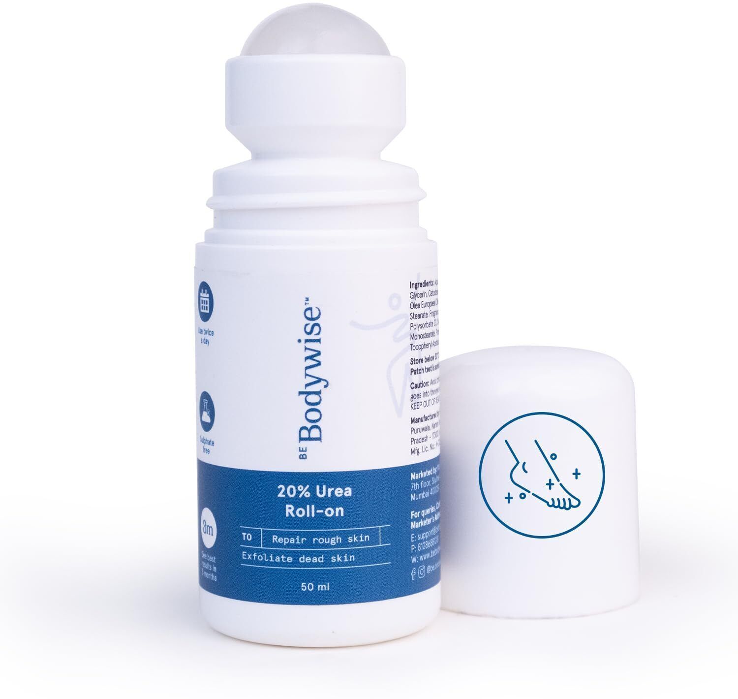 be bodywise 20% Urea Foot Roll-On | For Dry & Cracked Heels-picture-17